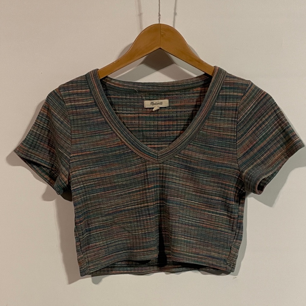 Madewell Multicolor Striped V-Neck Crop Top